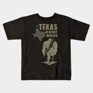 Texas Bigfoot Hunter - Retro Bigfoot Vintage Kids T-Shirt